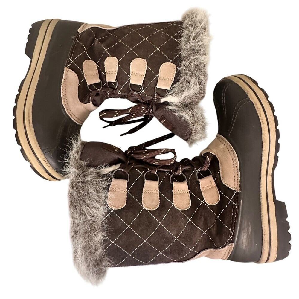 Polar Edge Thinsulate Suede Leather Faux Fur Boots Winter Womens Sz 7 Gorpcore - Picture 3 of 16